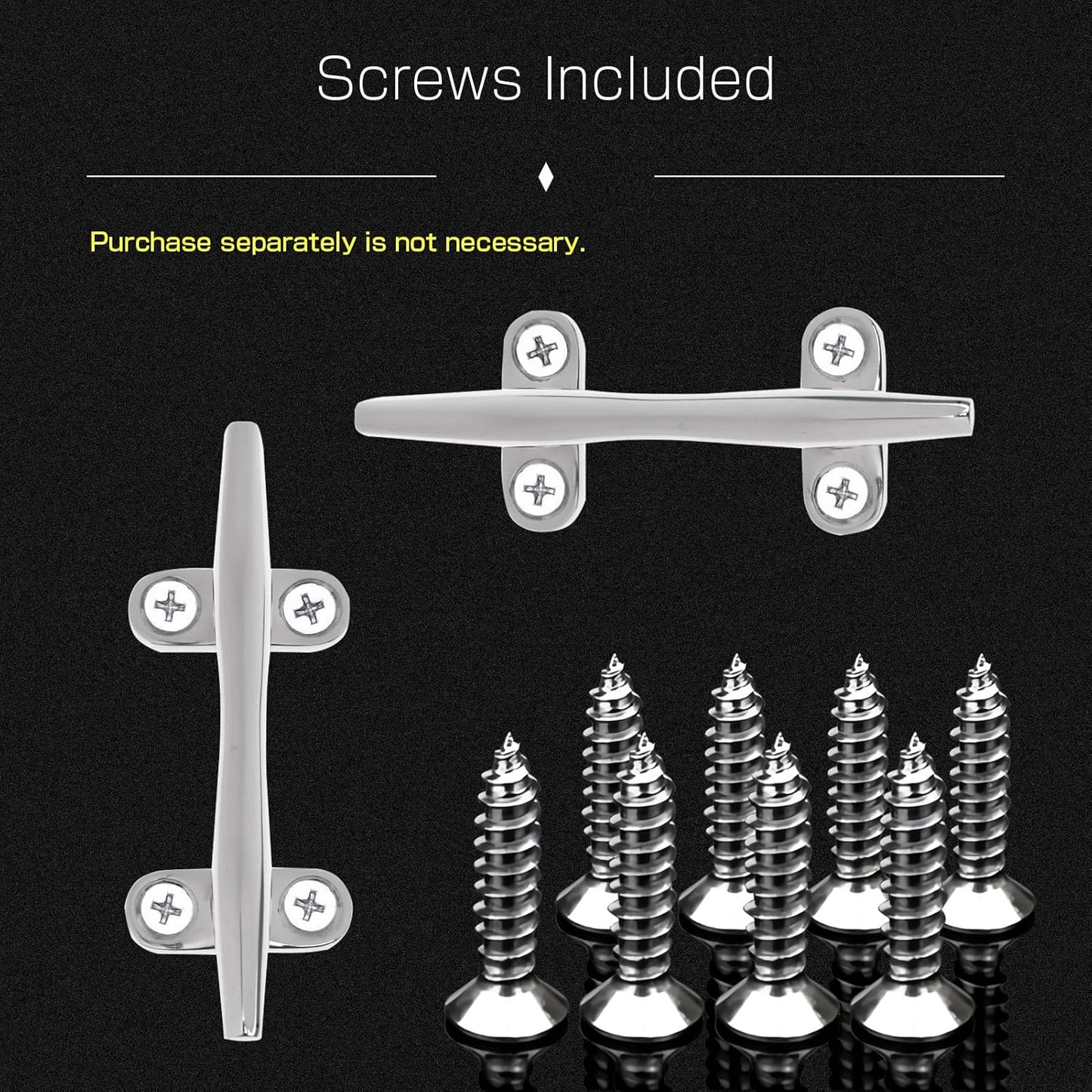 AMYSPORTS Heavy Rope Dock Cleat Marine Open Base Dock Cleats Stainless Steel Hardware Boat Cleat Mooring Kayak SUS316