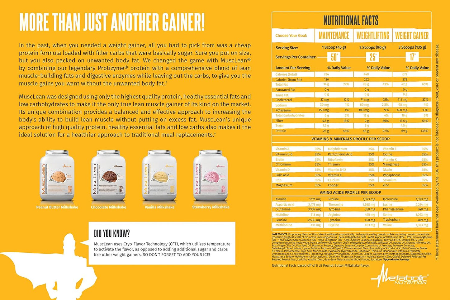 Metabolic Nutrition - Musclean - Milkshake, Whey High Protein Meal Replacement, Maintenance Nutrition, Low Carb, Keto Diet, Digestive Enzymes, Strawberry, 2.5 Pound (25 ser)