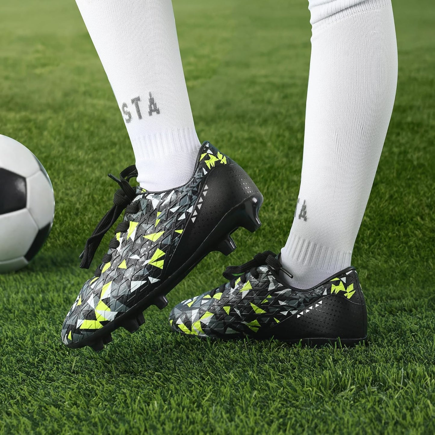 DREAM PAIRS Boys Girls Soccer Cleats Youth Firm Groud Athletic Outdoor Trainning Football Shoes for Little/Big Kid