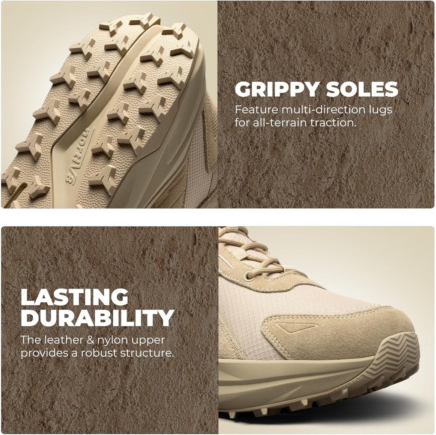 NORTIV 8 Men's Wide Toe Box Hiking Boots Low Drop Waterproof Outdoor Trekking Camping Shoes for Plantar Fasciitis Bunion Katahdin