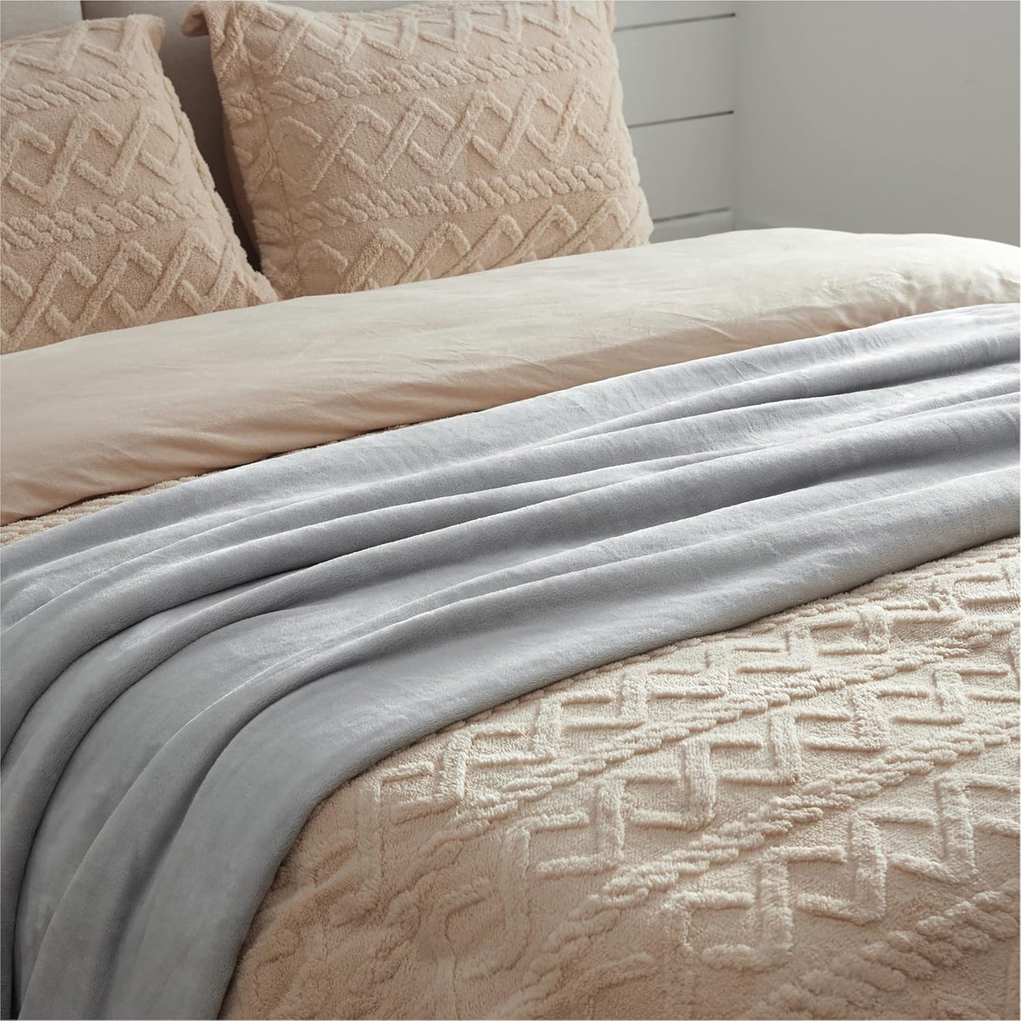 Bedsure Twin XL Fleece Blanket Dorm Bedding - Lightweight Soft Cozy Blankets for Bed, Sofa, Couch, Travel, Camping,Light Grey, 66"x90"