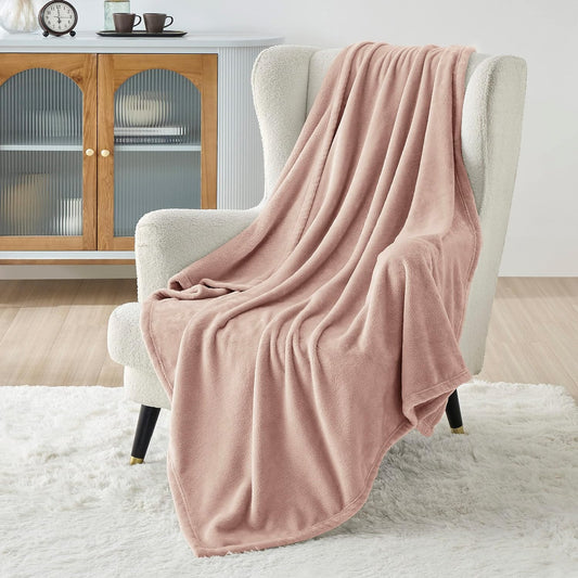 Bedsure Fleece Blanket Twin Size Dusty Pink - 300GSM Lightweight Plush Fuzzy Cozy Soft Warm Blanket for Bed, Sofa, Couch, Travel, Camping, 60x80 inches