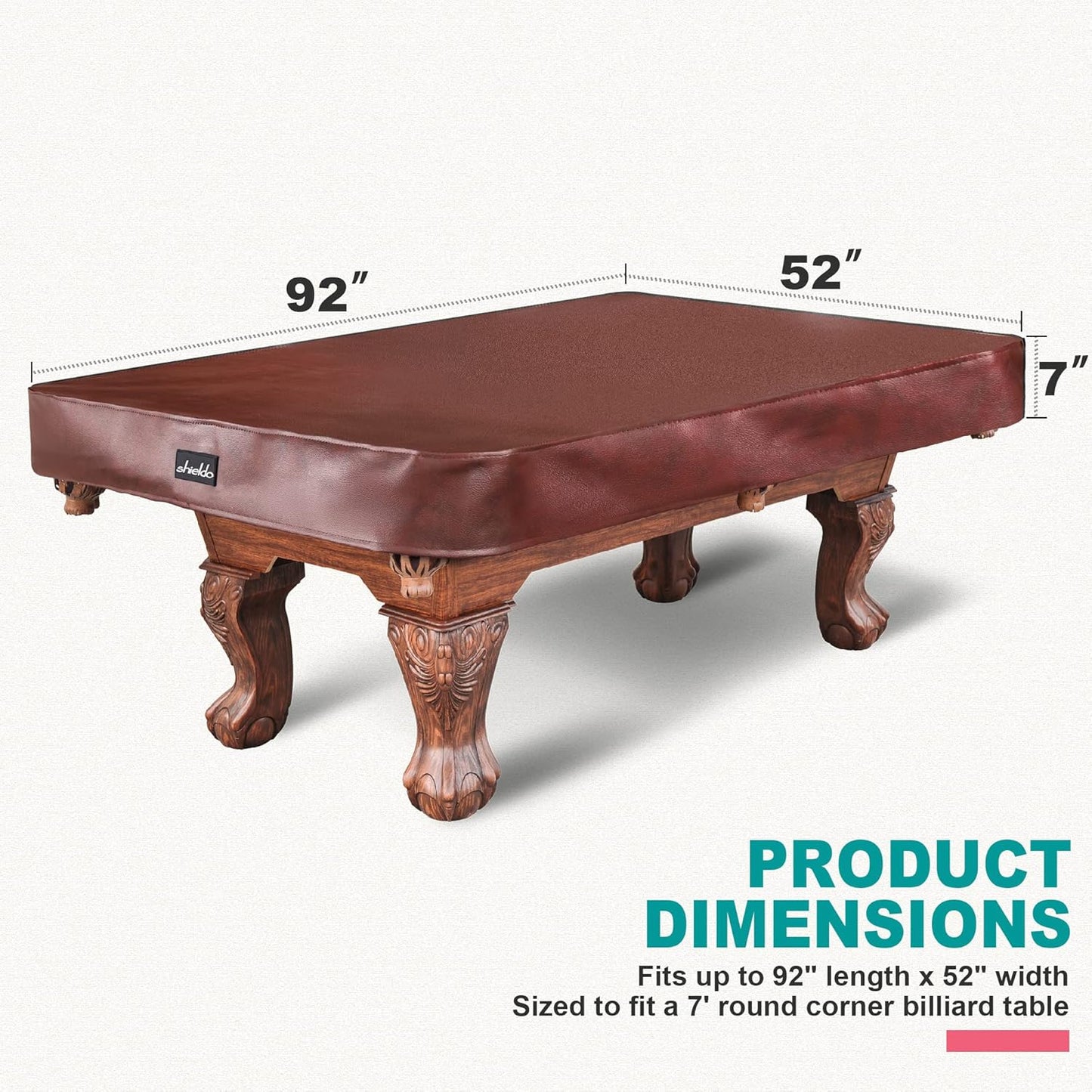 Heavy Duty Leatherette Billiard Pool Table Cover,Waterproof&Tearproof Cover for Pool Table,7/8/9 Foot Fitted(7FT/Brown)