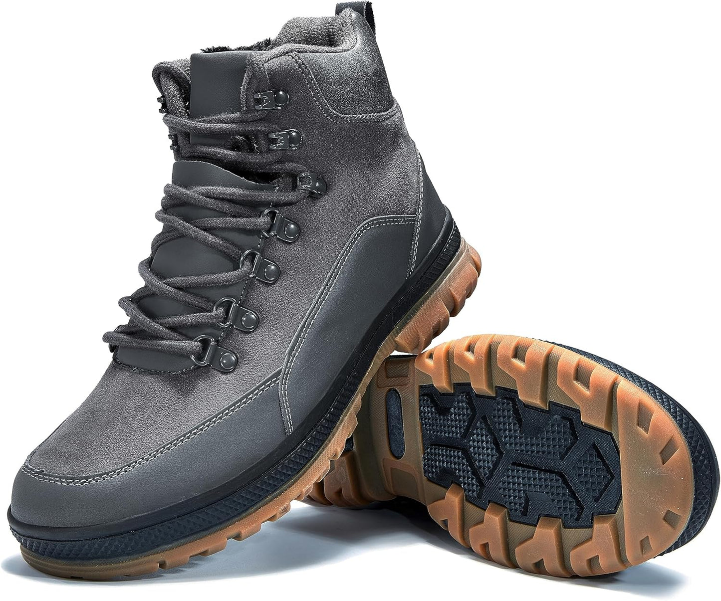 Wondamo Men's Snow Boots Lightweight Waterproof Winter Boots Fur Lined Anti-slip Cold Weather Shoes
