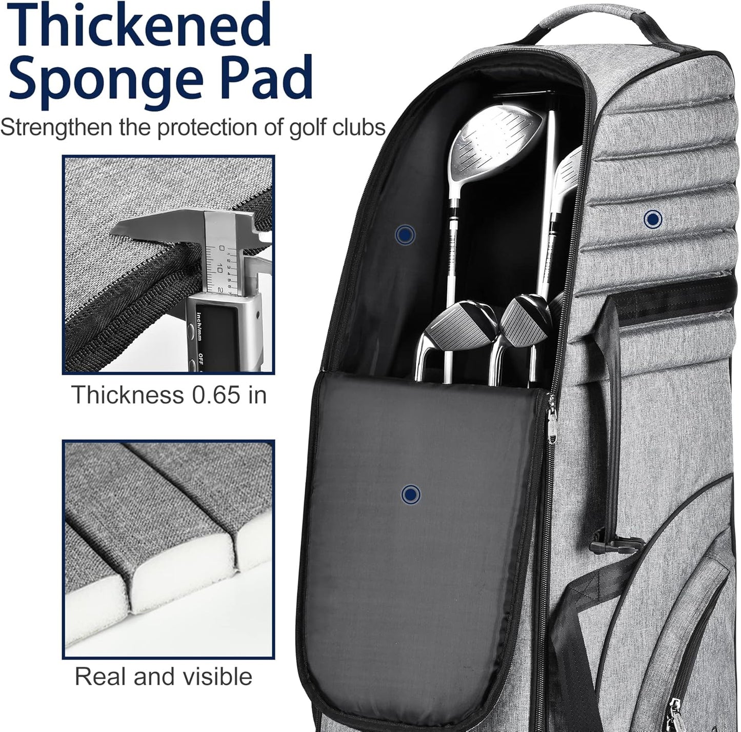 Partage Golf Travel Bag with Wheels, Golf Travel Case for Airlines, 900D Heavy Duty Oxford -Black