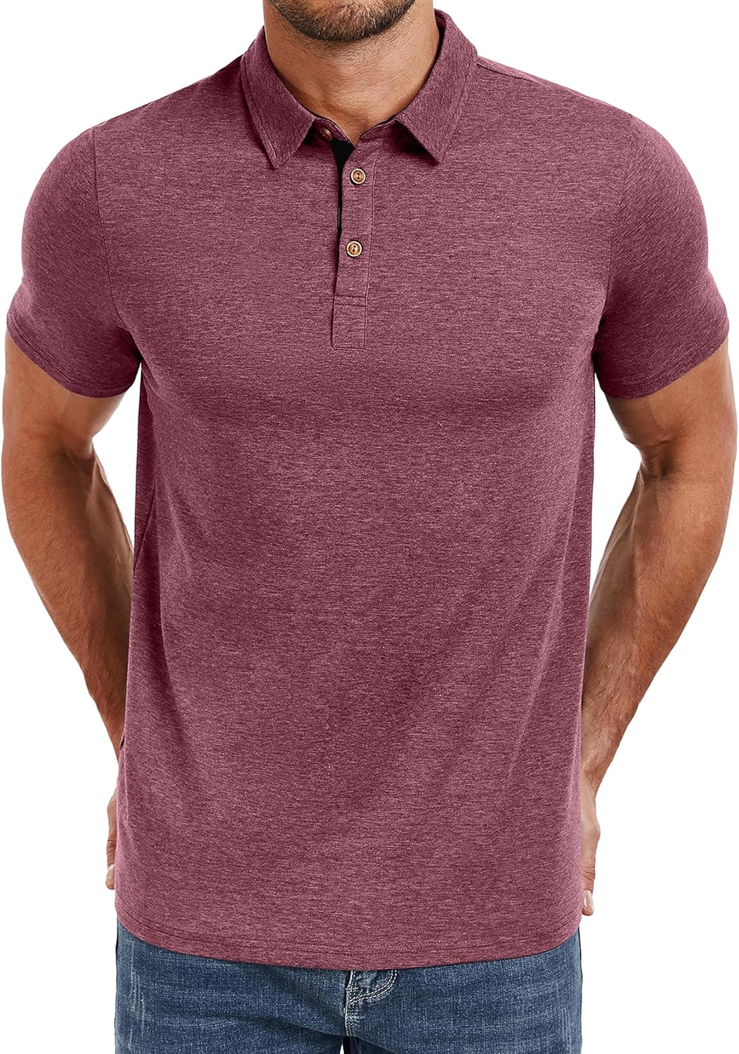PEGENO Mens Polo Shirts Short Sleeve Casual Cotton Golf Shirts Performance Polo Shirts for Men