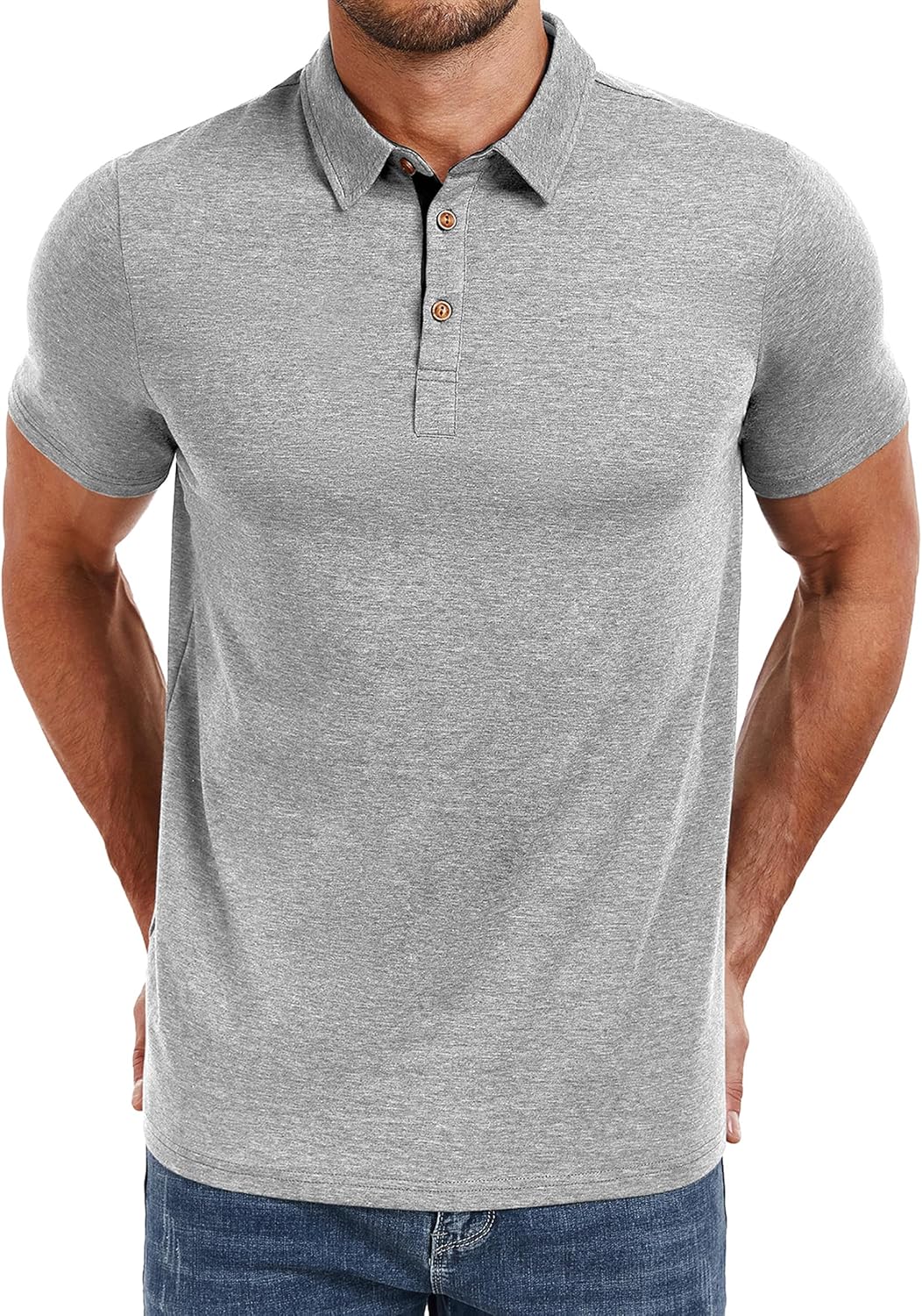 PEGENO Mens Polo Shirts Short Sleeve Casual Cotton Golf Shirts Performance Polo Shirts for Men