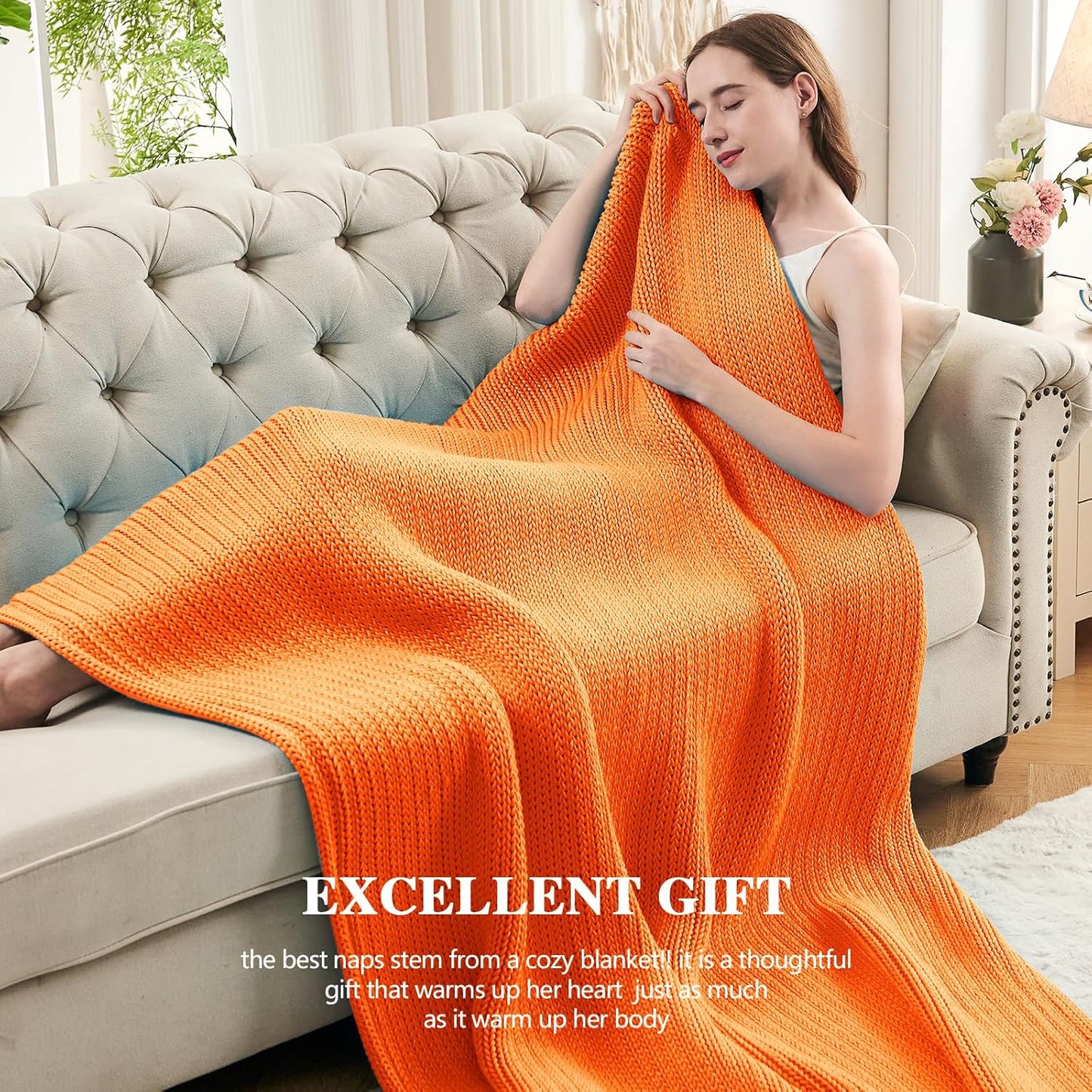 L'AGRATY Knitted Weighted Blanket - 48"x72" 15lbs Cooling Chunky Knit Heavy Blanket for Adults Braided Crochet Throw Thick Cable Yarn Knit Decorative No Beads Evenly Weighted Machine Washable