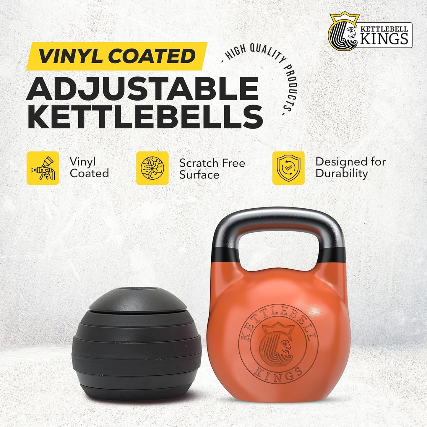 Kettlebell Kings Competition Kettlebells Weight (33mm handle) 4-32 KG | Hand weights Workout Gym Equipment & Strength training sets for Women & Men | Weights set for Home Gym