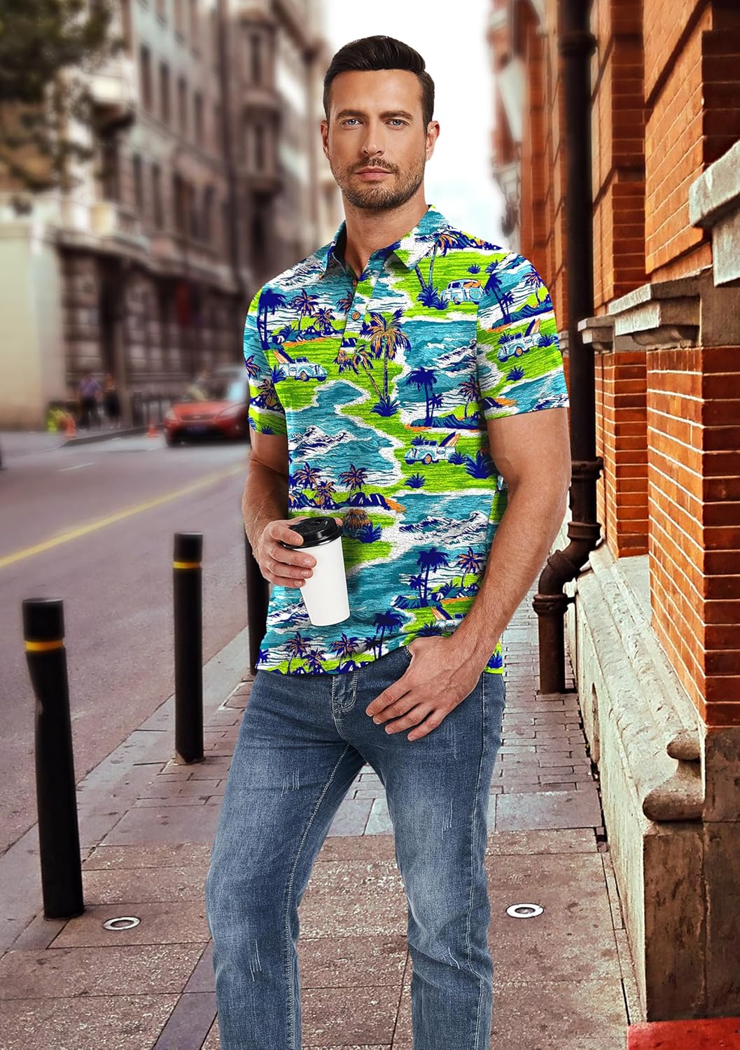 PEGENO Mens Polo Shirts Short Sleeve Casual Cotton Golf Shirts Performance Polo Shirts for Men