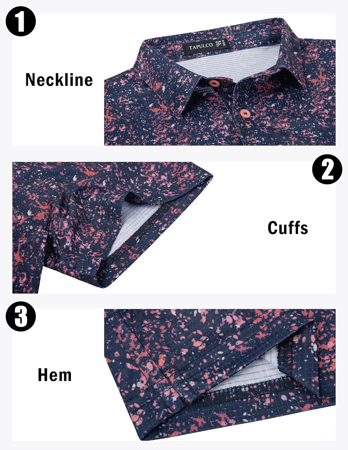 TAPULCO Mens Quick Dry Polo Shirts Camouflage Pattern Performance Athletic Lightweight Breathable Casual Golf Tshirts