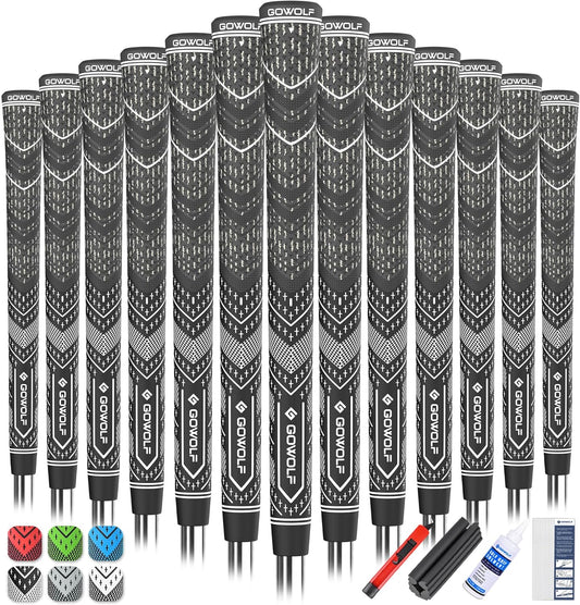 Gowolf Golf Grip Cord Rubber Multi-compound Golf Driver Irons Club Choose 13 Grips with 15pcs Tapes Or Full Kit choose one