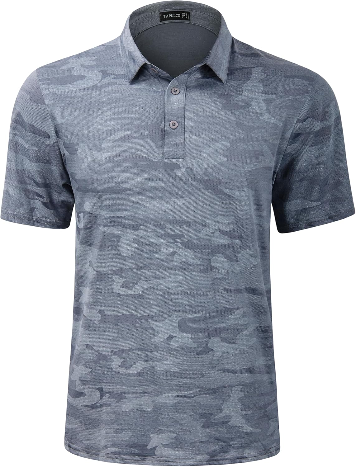 TAPULCO Mens Quick Dry Polo Shirts Camouflage Pattern Performance Athletic Lightweight Breathable Casual Golf Tshirts