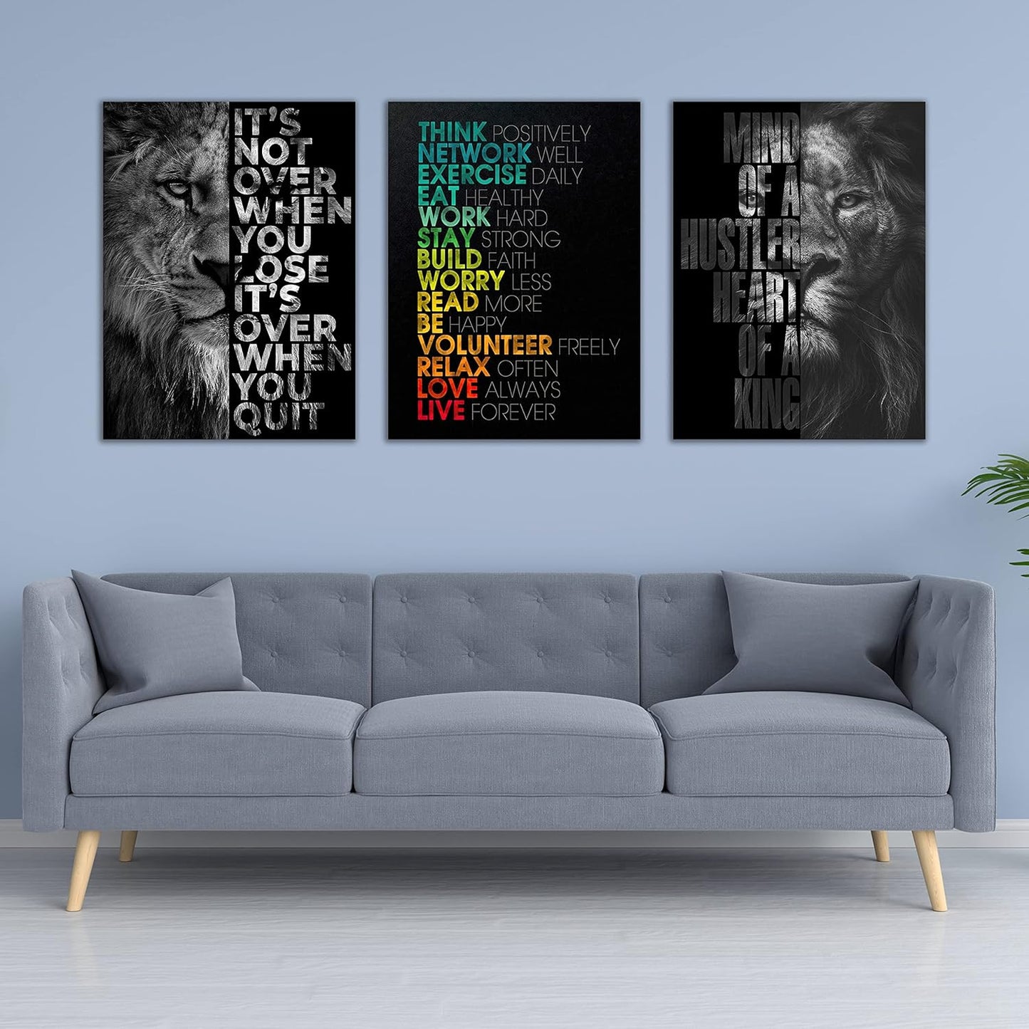 Motivational Canvas Painting Wall Art Execution Grind Hustle Inspirational Wall Art Success Entrepreneur Poster Positive Quotes Wall Poster Framed for Home Office Wall Decor[36''Wx 16''H]