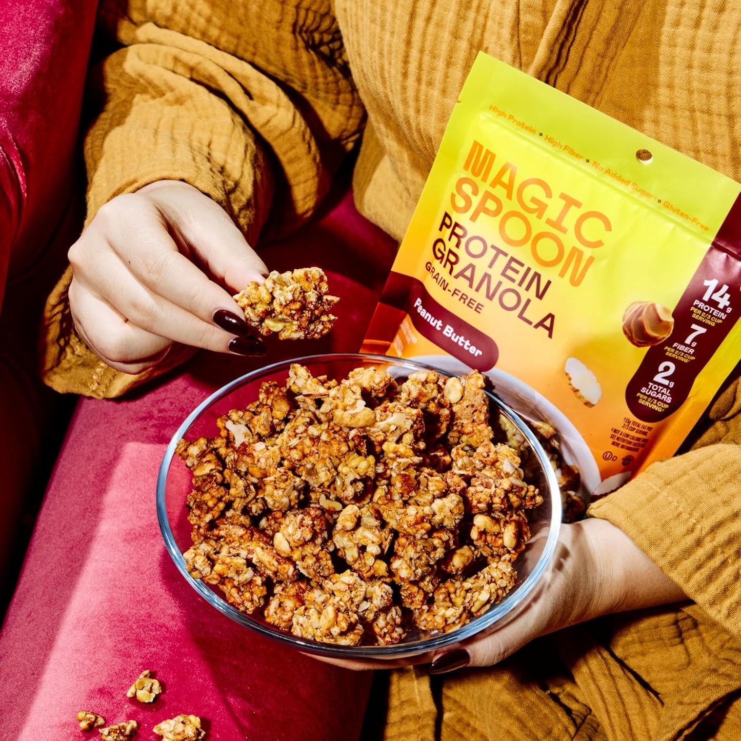 Magic Spoon Protein Granola - High Protein Granola, Keto Friendly, Low Sugar, Grain Free, Healthy Breakfast or Quick Snack (3 bags of Peanut Butter)