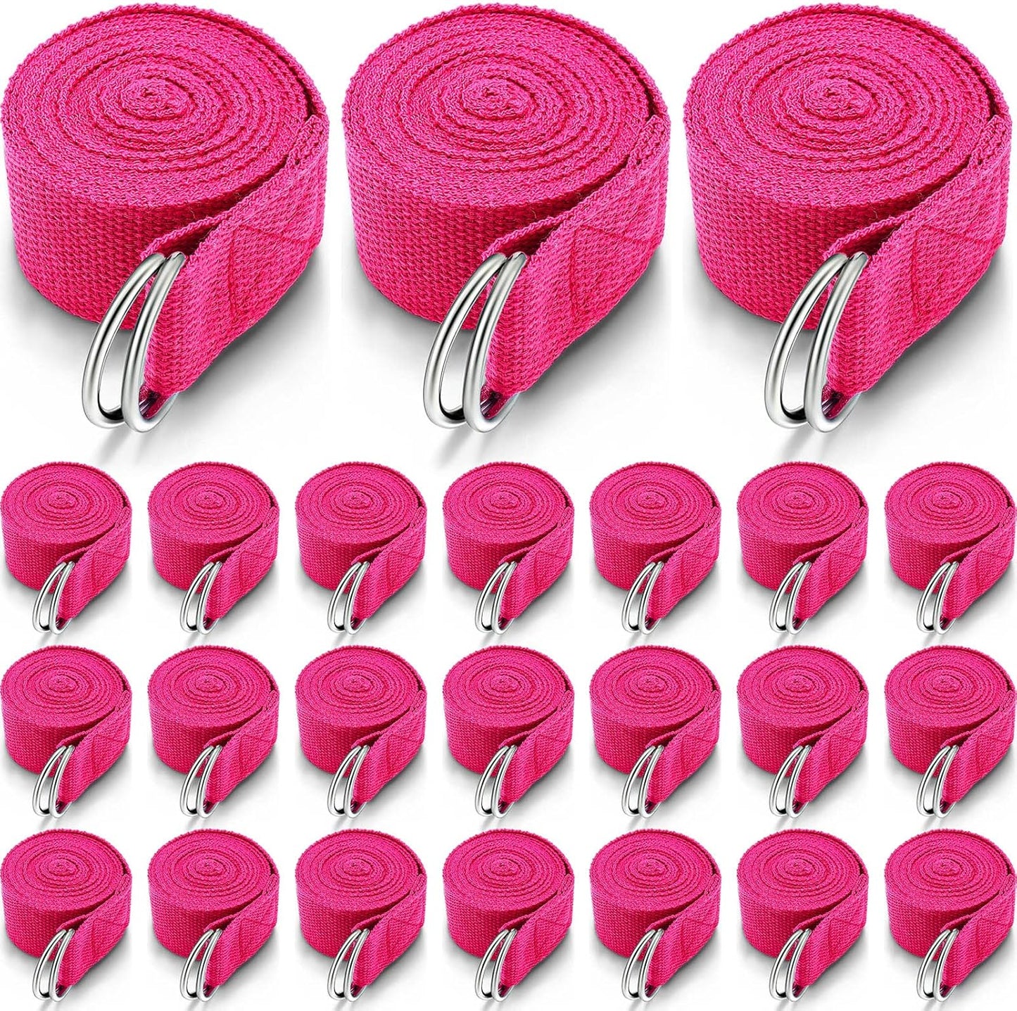 Leyndo 24 Pieces Yoga Strap Stretching Pilates Exercise Adjustable Straps 6 ft Non Elastic Yoga Belt with Adjustable D Ring Buckle for Pilates Gym Workouts Fitness