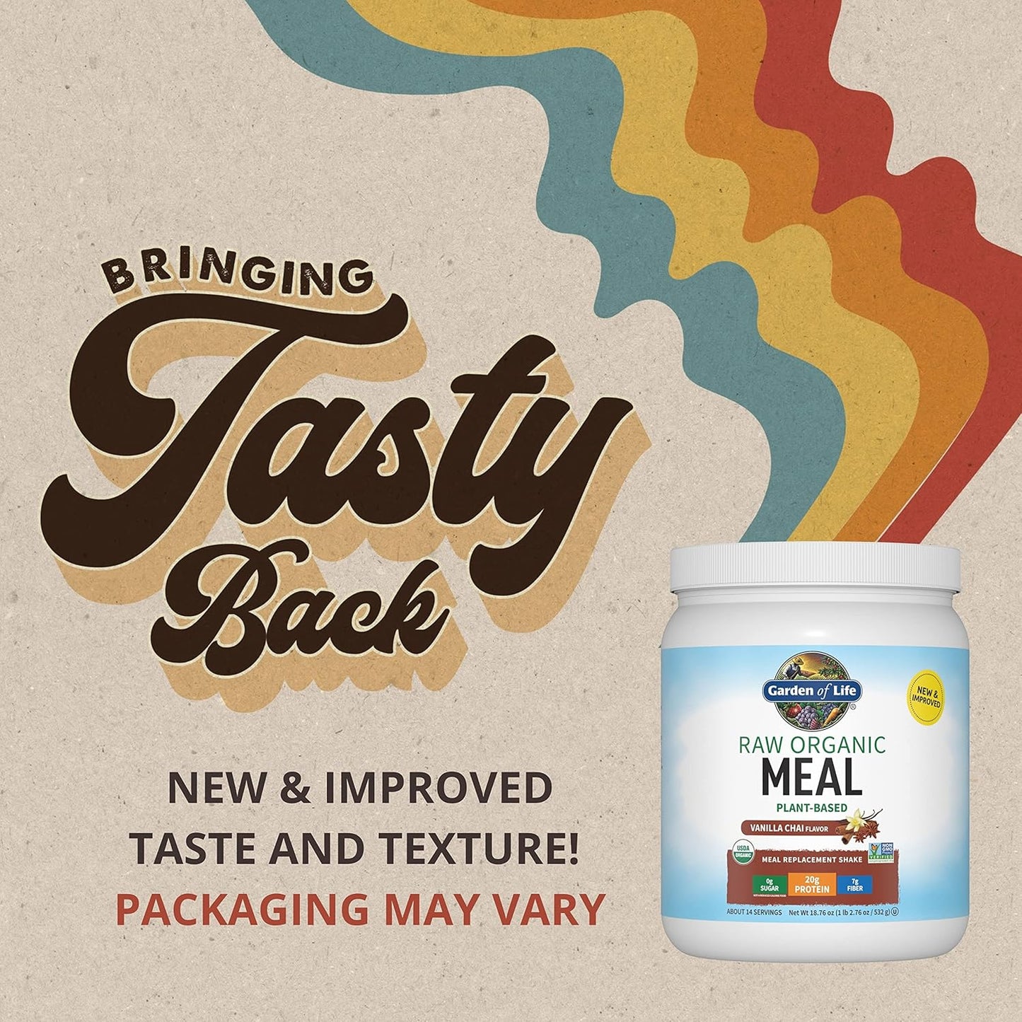 Garden of Life Meal Replacement Shakes, Vegan Protein Powder, Raw Organic Meal, Vanilla Chai Powder with Plant Based Pea Protein, Sprouts, Greens, Probiotics, Dairy Free 14 Servings