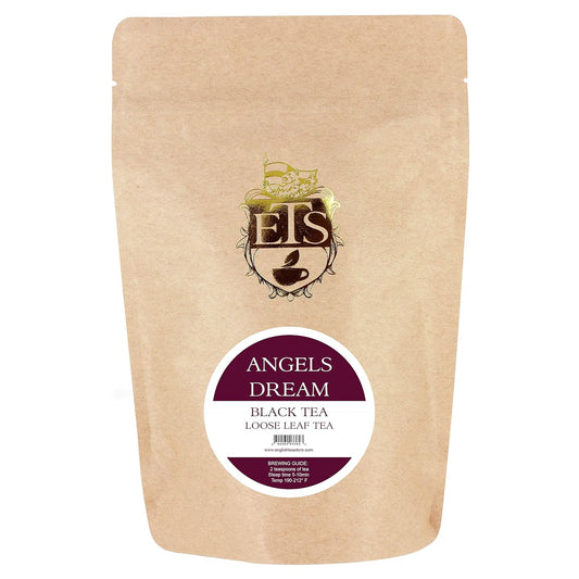 English Tea Store Angels Dream - Black Tea | Loose Leaf Pouches - 4oz | Maple and Wild Blackberry Flavored Blend | Assam Sri Lanka and Formosa Tea Fusion | Sweet Fruity Tea