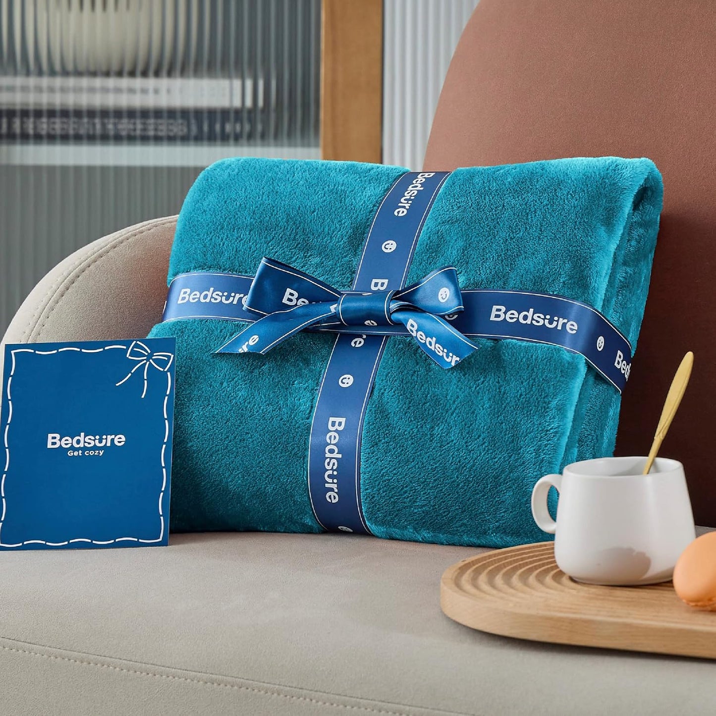 Bedsure Fleece Blankets Queen Size Teal - Bed Blanket Soft Lightweight Plush Fuzzy Cozy Luxury Microfiber, 90x90 inches