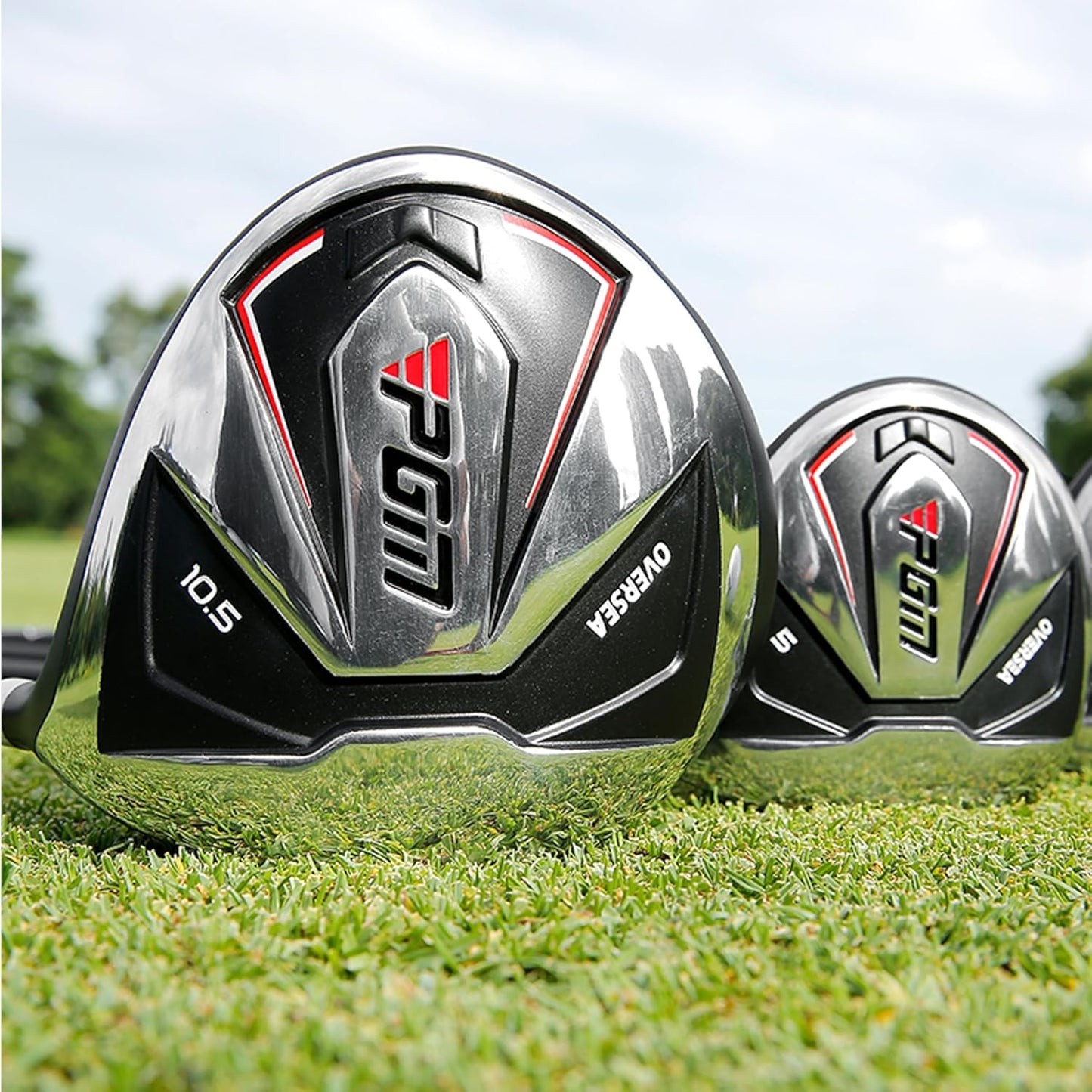 PGM Men's Oversea 9/12 Pieces Complete Golf Club Set with High-Strength Thin Face Design 460cc Driver High Forgiveness Ideal for Beginners