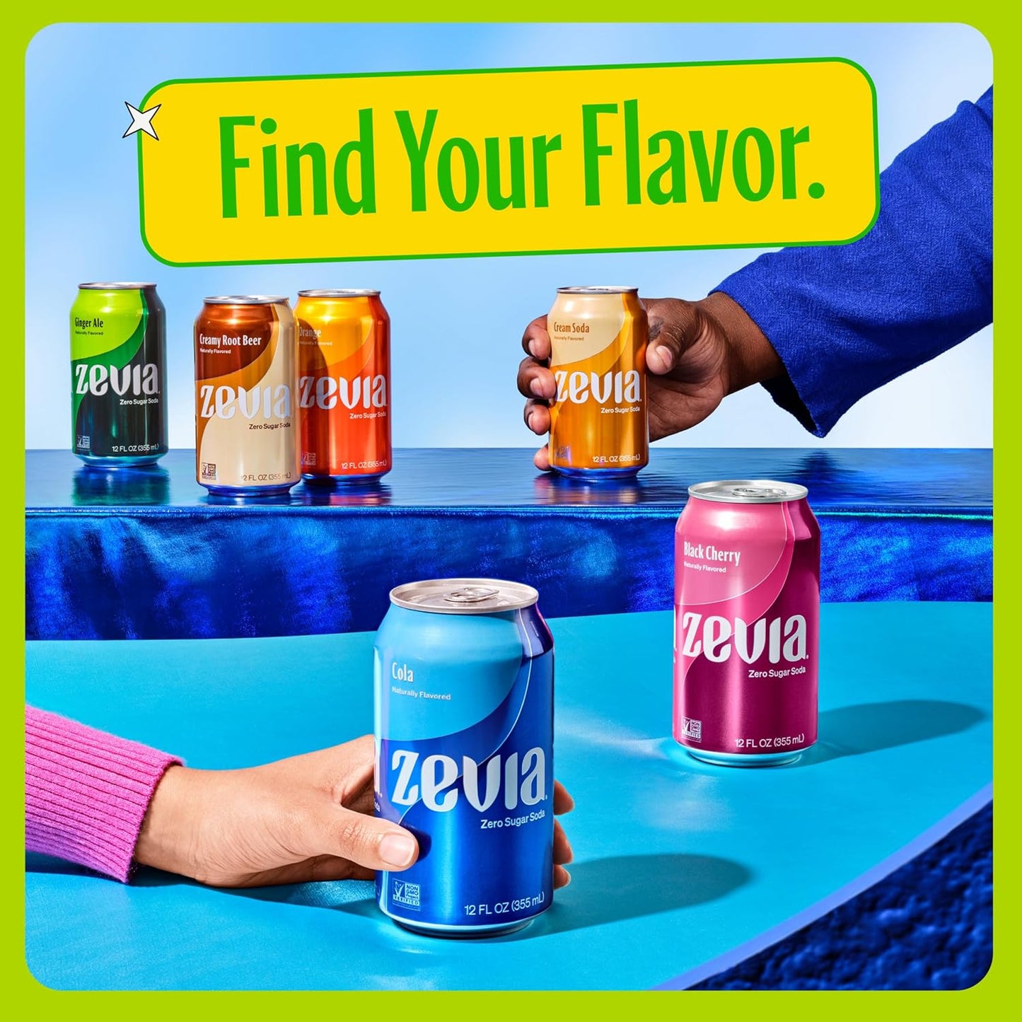 Zevia Zero Sugar Soda, Lemon Lime Twist, 12 oz Cans (24-Pack) – Naturally Sweetened, Non-GMO Project Verified, Gluten-Free, Vegan