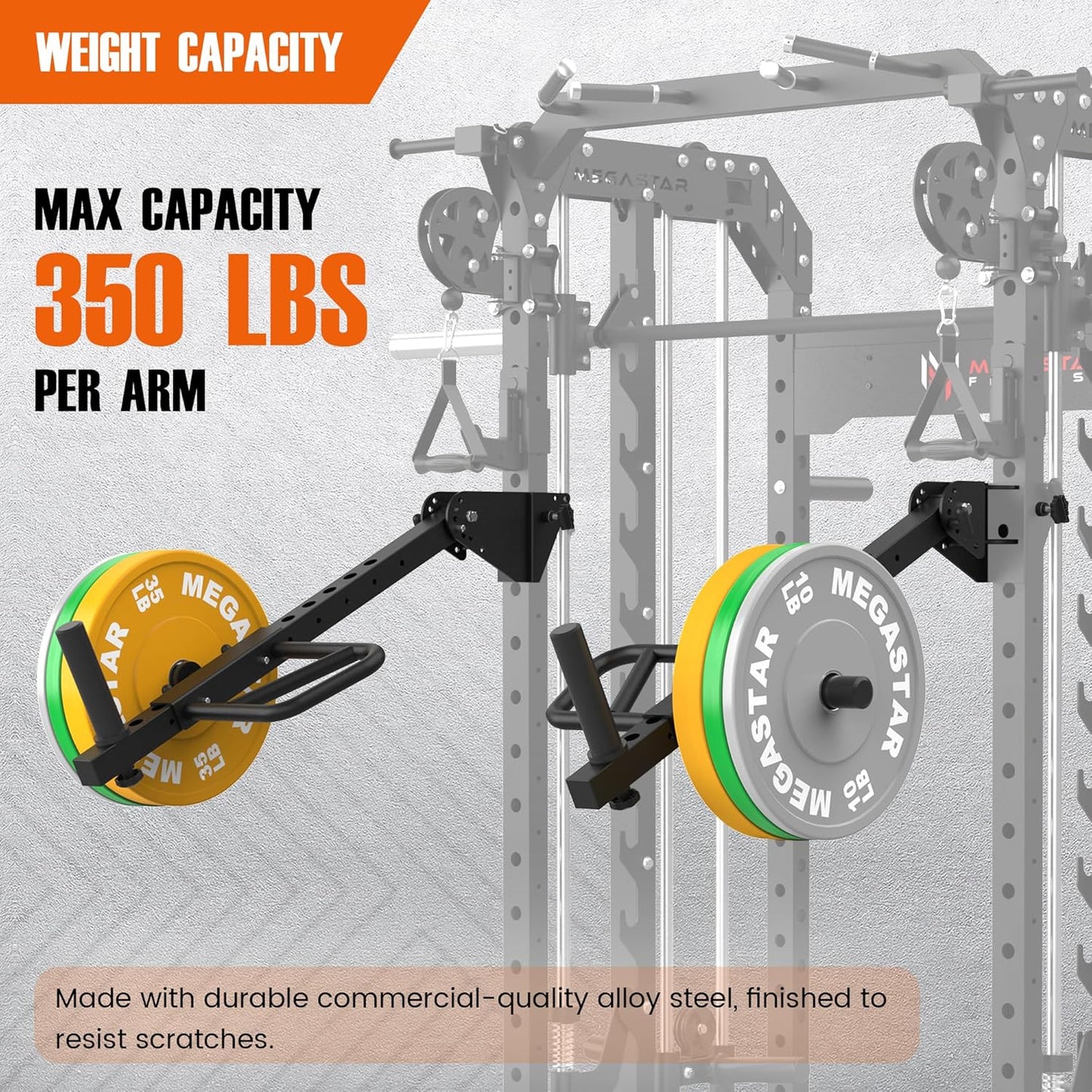 Adjustable Lever Arms, Power Rack Attachment for Full-Body Strength Training, Compatible with 2x2, 2x3, 3x3 Racks, Fits 1’’ & 2’’ Weight Plates, 350LB Capacity, Multi-Grip Handles, TK800