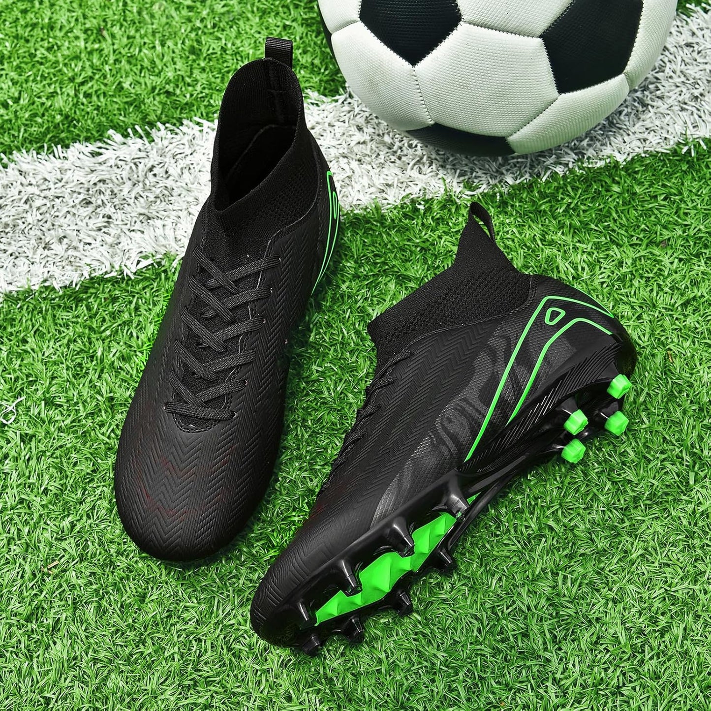 Indoor Soccer Cleats Mens Womens Turf Soccer Cleats Wide Socer Shoes FG AG TF High Ankle Football Boots
