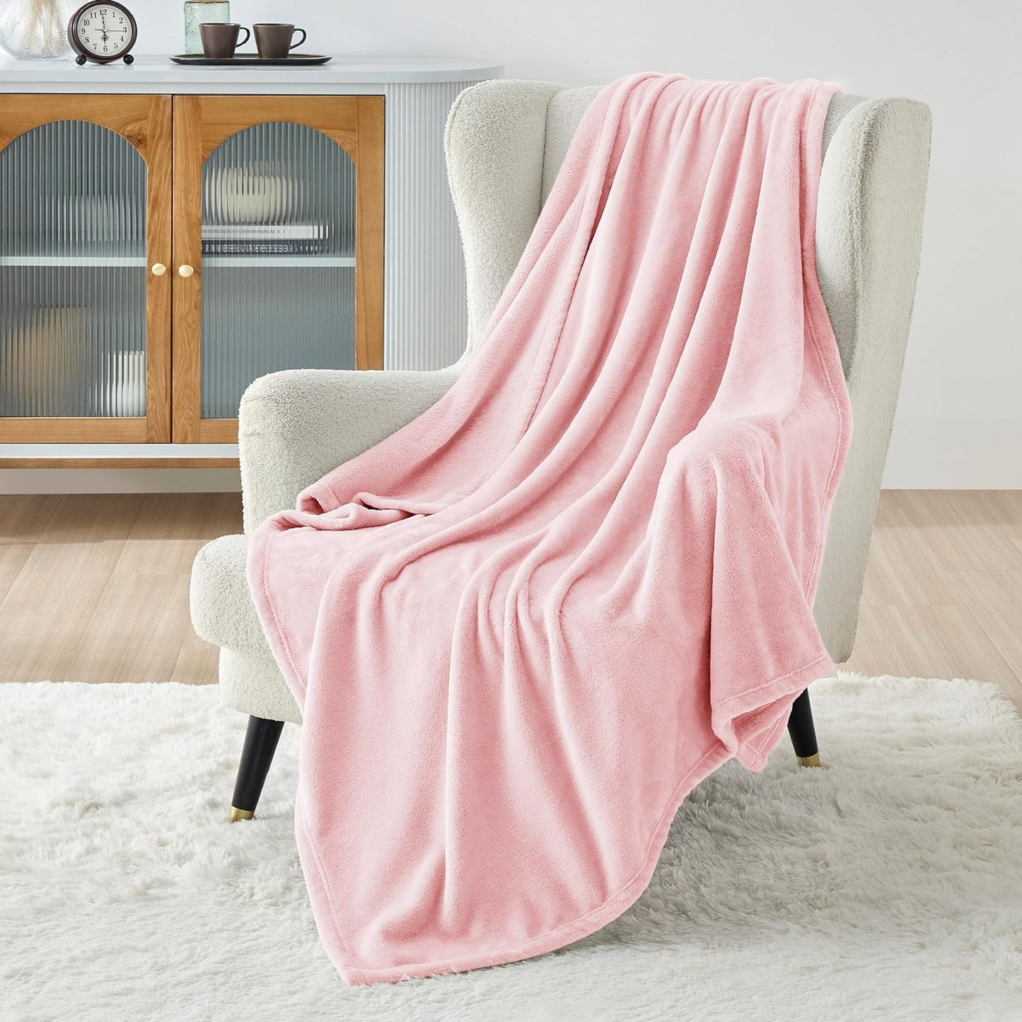 Bedsure Pink Fleece Throw Blanket for Couch - 300GSM Cozy Soft Blankets for Women, Cute Small Fleece Throws for Girls, Pink Home Decor Gifts, 50x60 Inches