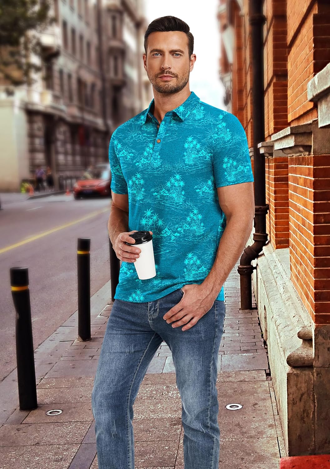 PEGENO Mens Polo Shirts Short Sleeve Casual Cotton Golf Shirts Performance Polo Shirts for Men