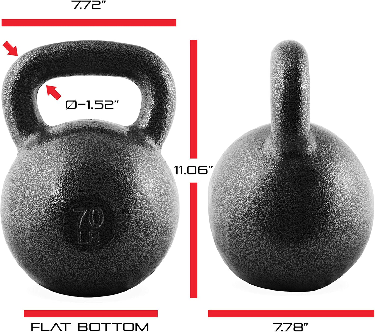WF Athletic Supply Hammerstone Painted Cast Iron Kettlebells, Home & Gym Equipment, Great for Strength Training, Full Body Workout & Crossfit Training, Color & Size Options Available in 10-80 Pounds
