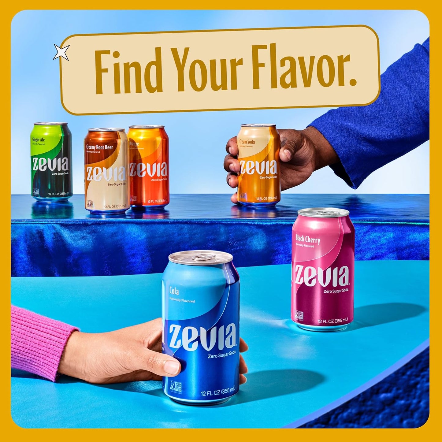 Zevia Zero Sugar Soda, Cream Soda, 12 oz Cans (24-Pack) – Naturally Sweetened, Non-GMO Project Verified, Gluten-Free, Vegan