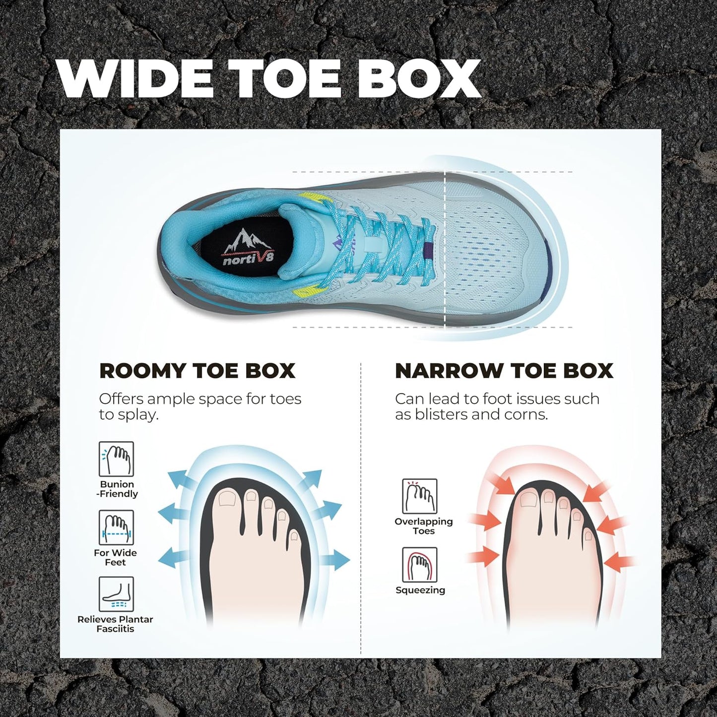 NORTIV 8 Men's Wide Toe Box Trail Running Shoes Cushion Walking Barefoot Tennis Workout Gym Cross Training Shoe Fashion Sneakers for Plantar Fasciitis Bunion