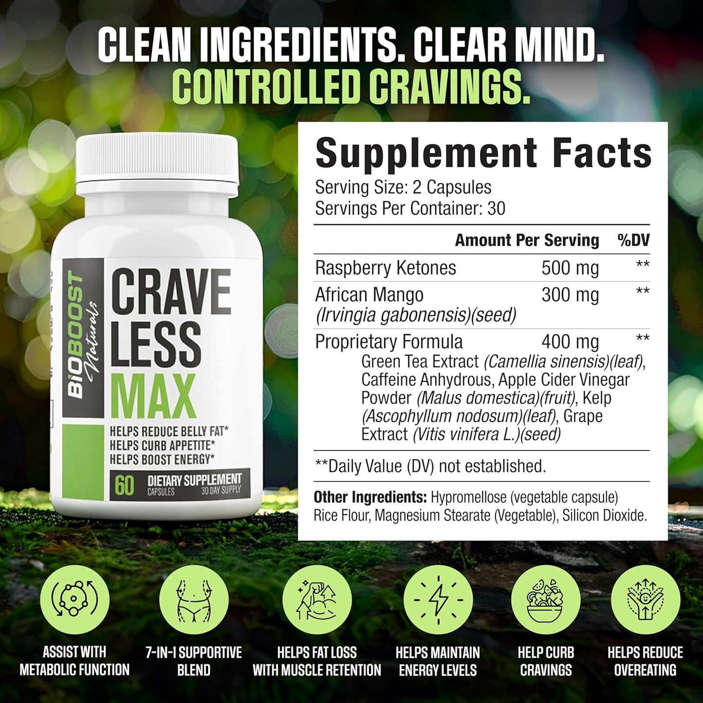 Crave Less MAX | Supports GLP-1 Pathway Function | Weight Loss Pills for Women | Fat Burner to Boost Metabolism, Carb Blocker | 7 Backed Ingredients | 3rd Party Tested - 60 Pills for Adults