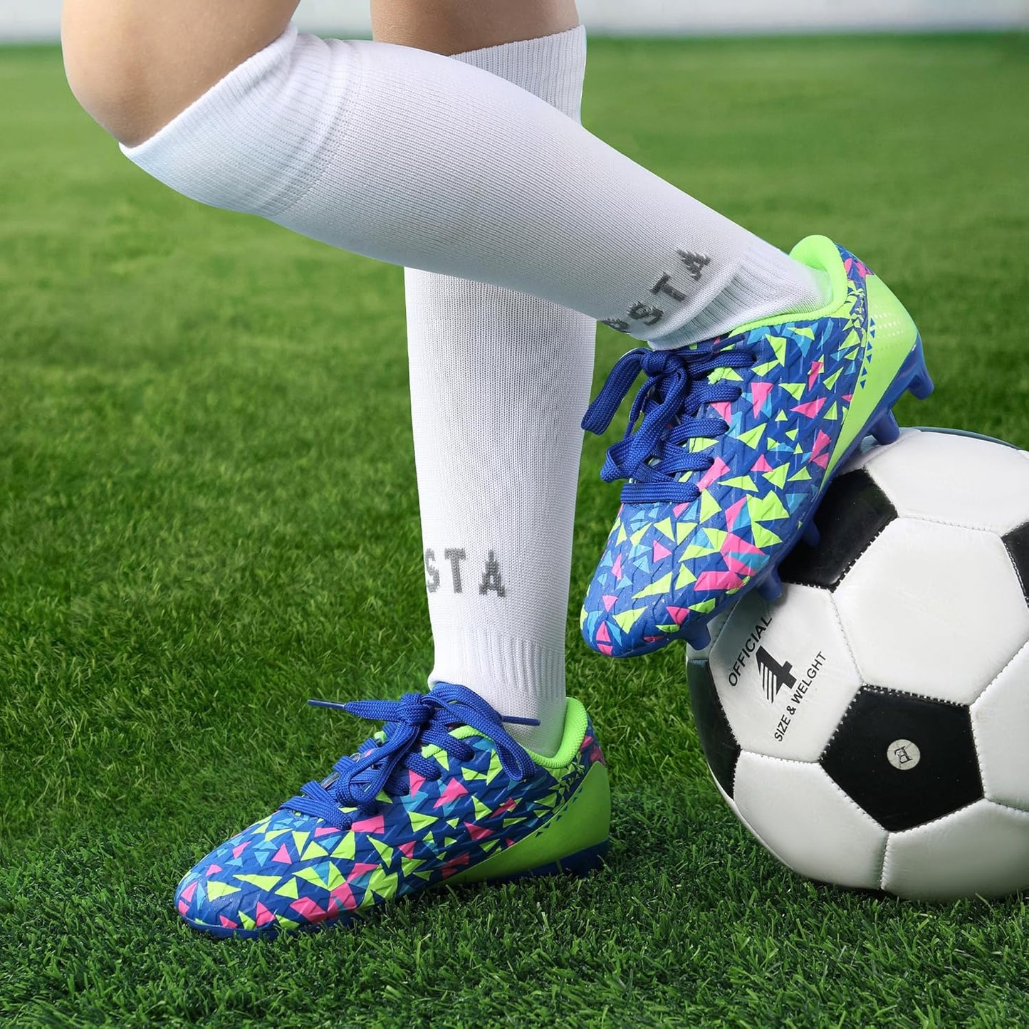 DREAM PAIRS Boys Girls Soccer Cleats Youth Firm Groud Athletic Outdoor Trainning Football Shoes for Little/Big Kid