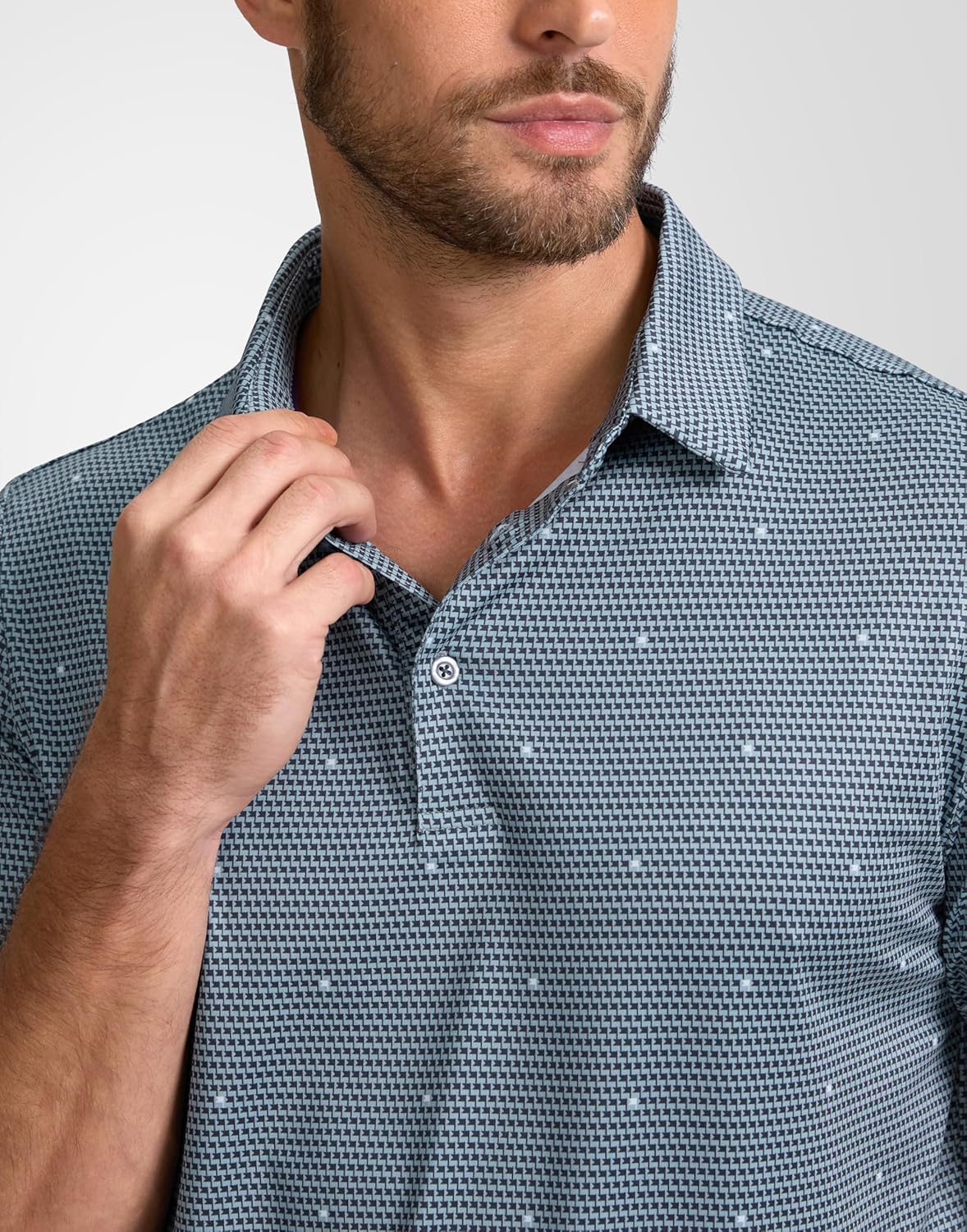 Obla Mens Golf Polo Shirts Short Sleeve Dry Fit Performance Moisture Wicking Casual Print Collared Golf Shirts for Men
