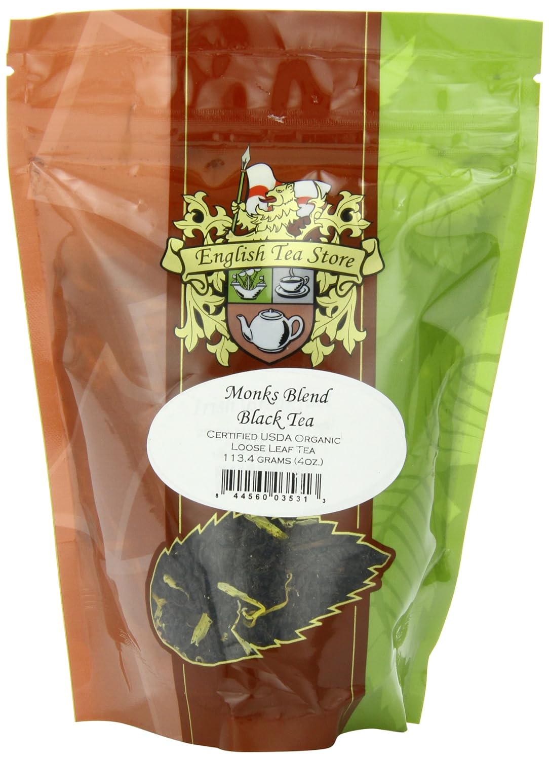 English Tea Store Organic Monks Blend Black Loose Leaf Tea Pouches - 4oz | Fruity Pomegranate Vanilla Grenadine Caramel Notes | Ethical Tea Partnership