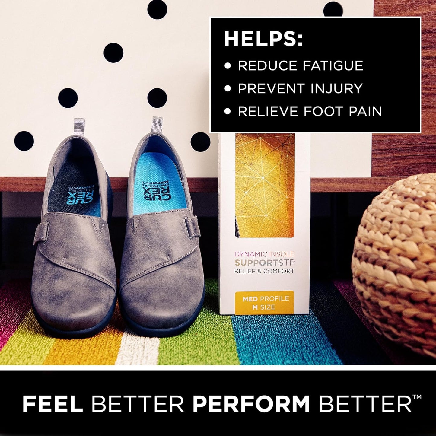 CURREX SupportSTP – Arch Support Insole w/Superior Cushioning & Airflow, Heavy Duty Shell for Less Fatigue – Comfort, Athletic, Casual and Work Shoe Inserts, Men & Women – High Arch, Large