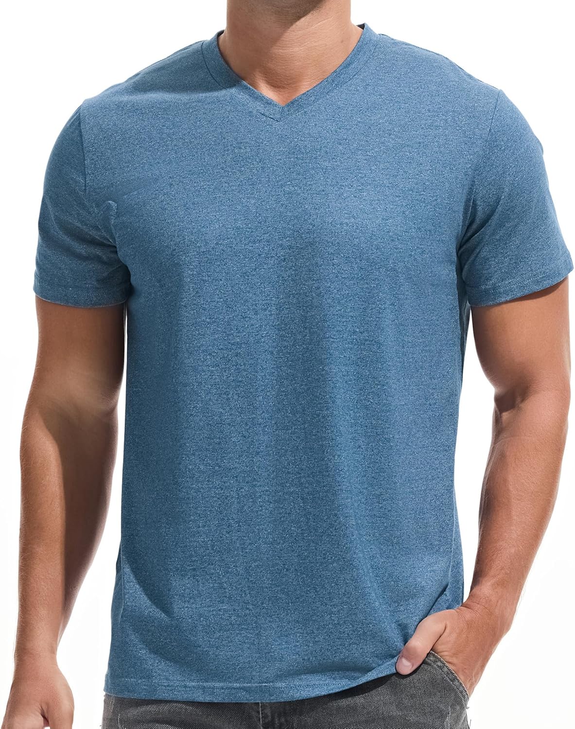 VEIISAR Premium V Neck T Shirts for Men - Modern Fitted Tees Vneck Undershirts