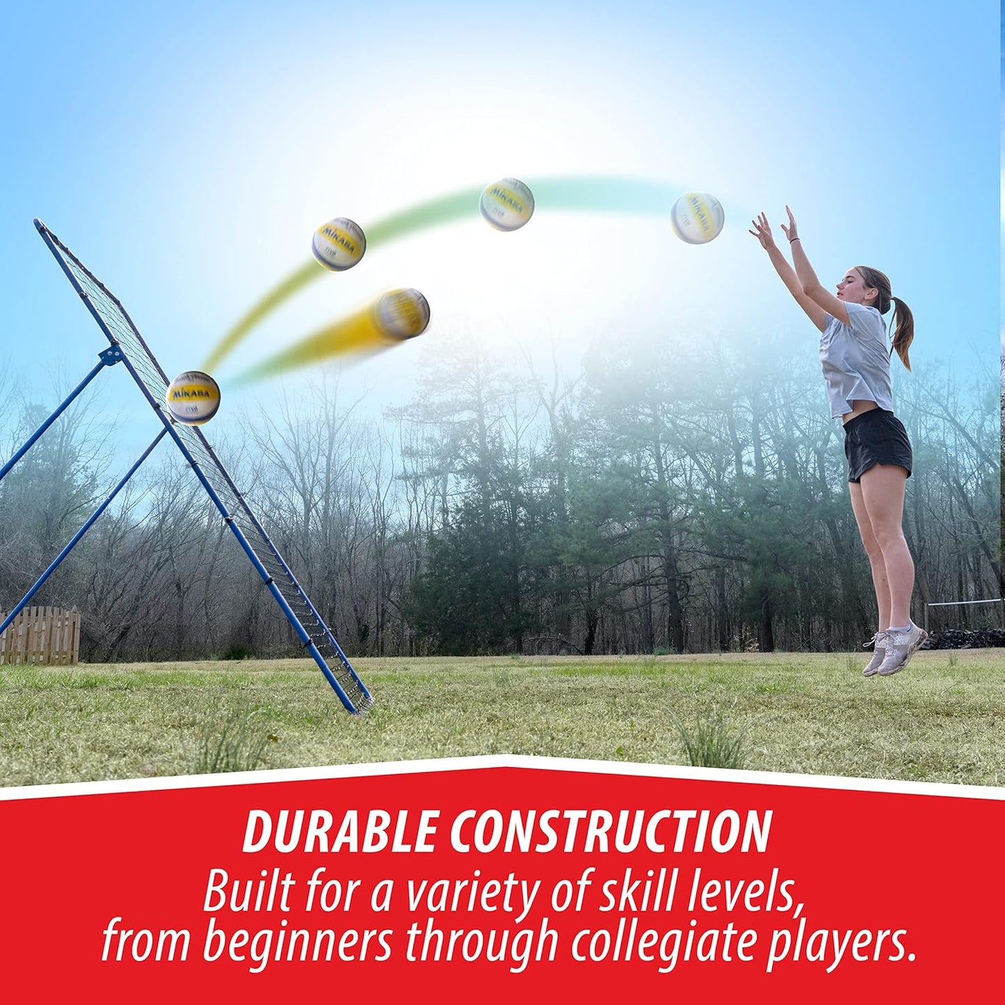 The Original Fully Adjustable 7x4 Feet Volleyball Rebounder Net from Anything Sports - Practice Sets, Spikes and Digs at Any Angle from Home- 12 Month No Questions Asked Warranty