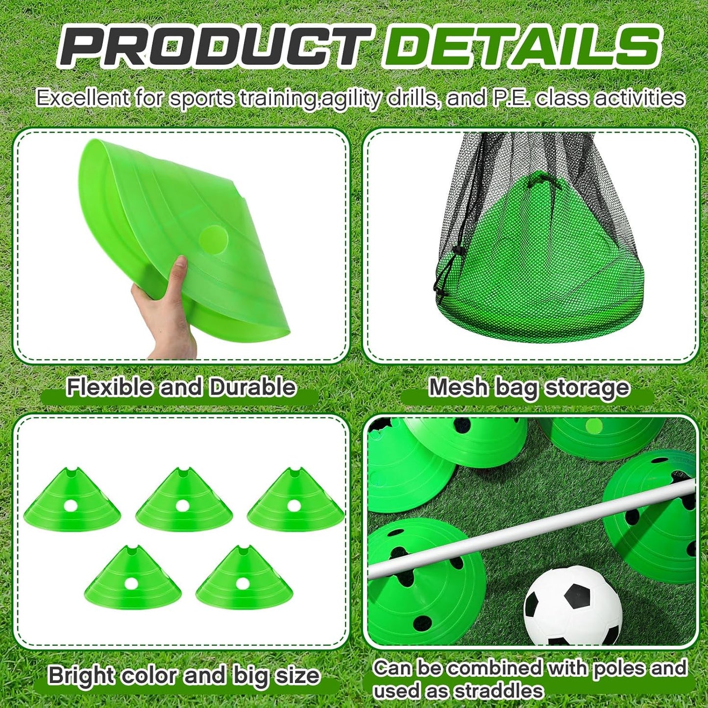 ShinyRelief Jumbo Disc Cones Jumbo Soccer Cones with Mesh Bag Giant Large Agility for Soccer Training Adult Sports
