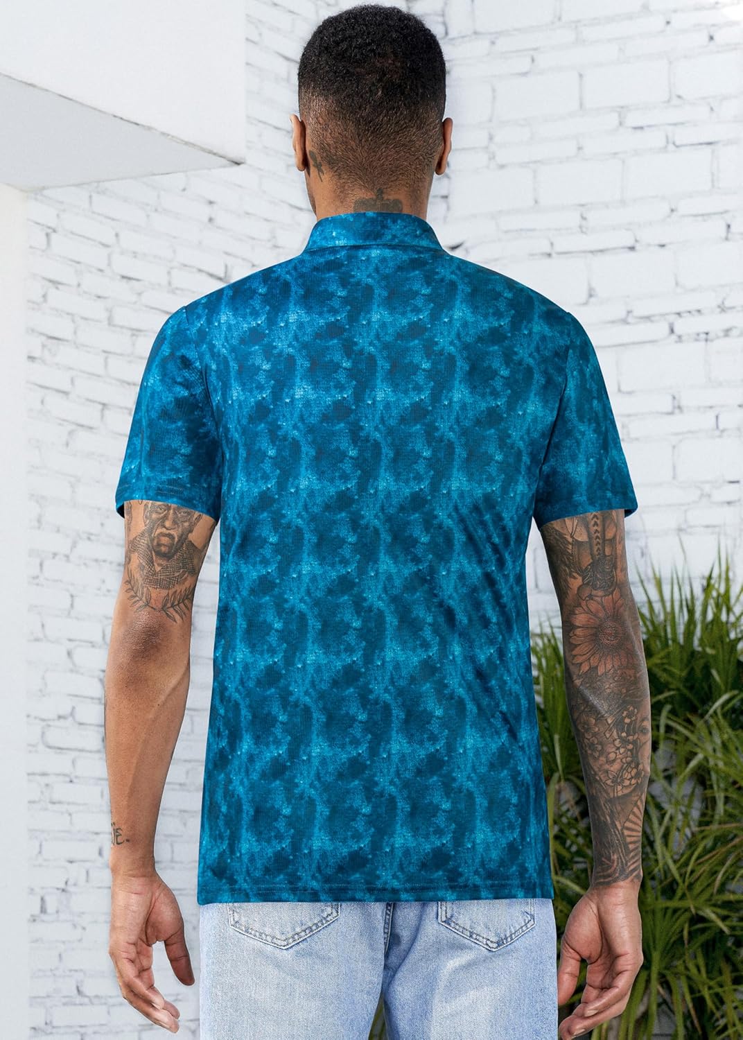 TAPULCO Mens Quick Dry Polo Shirts Camouflage Pattern Performance Athletic Lightweight Breathable Casual Golf Tshirts