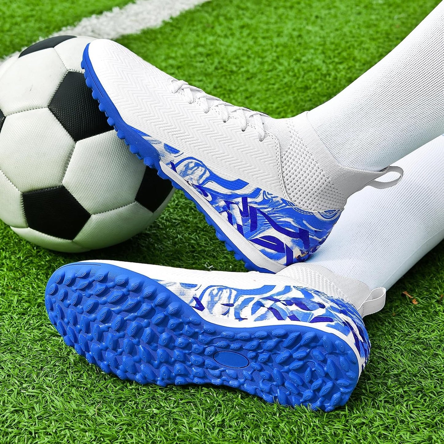 Indoor Soccer Cleats Mens Womens Turf Soccer Cleats Wide Socer Shoes FG AG TF High Ankle Football Boots