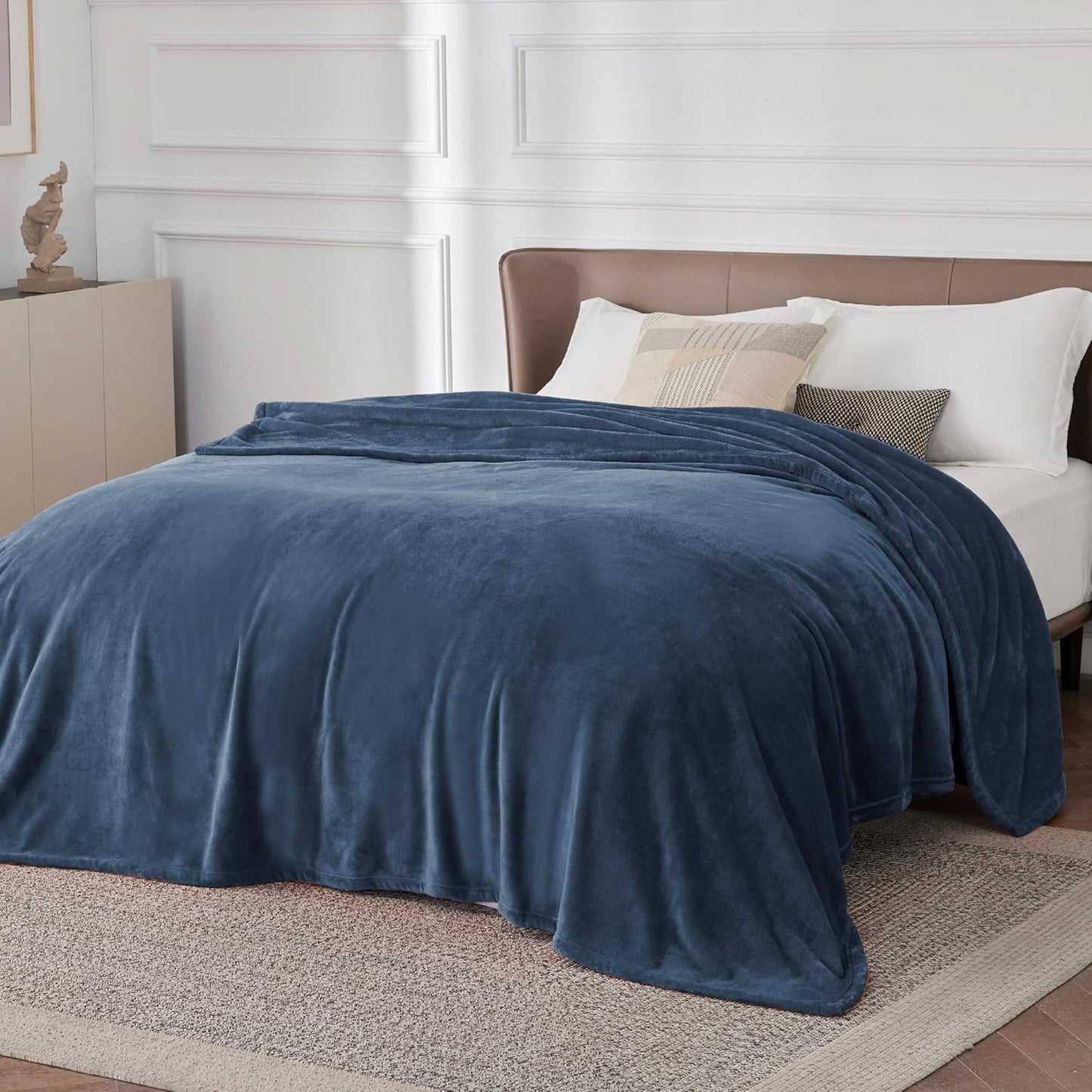 Bedsure Fleece Blanket California King Mineral Blue - Lightweight Plush Fuzzy Cozy Soft Bed Blankets, 102x96 inches