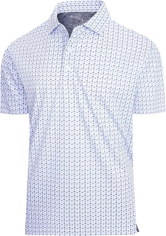 SAMERM Mens Golf Shirts Short Sleeve Dry Fit Performance Moisture Wicking Print Sport Polo Shirts for Men Casual