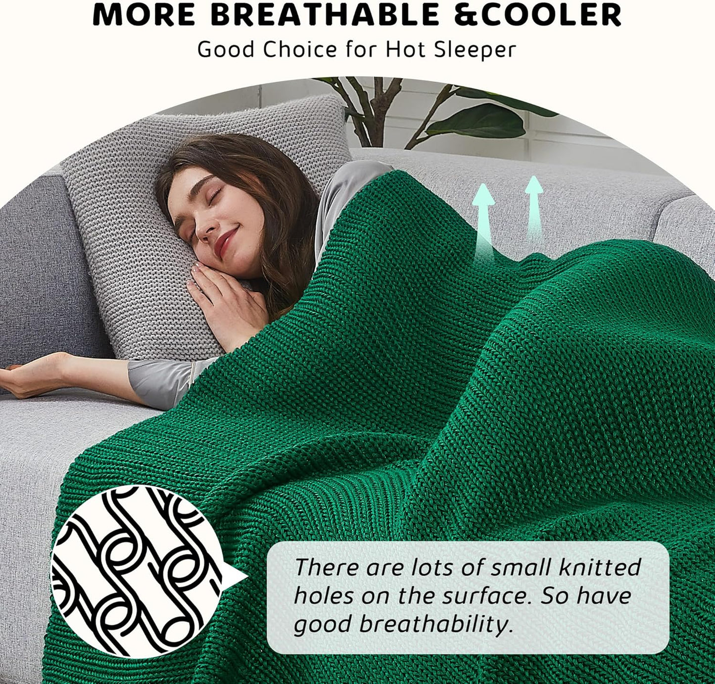 L'AGRATY Knitted Weighted Blanket - 50"x60" 7lbs Cooling Chunky Knit Heavy Blanket for Adults Braided Crochet Throw Thick Cable Yarn Knit Decorative No Beads Evenly Weighted Machine Washable