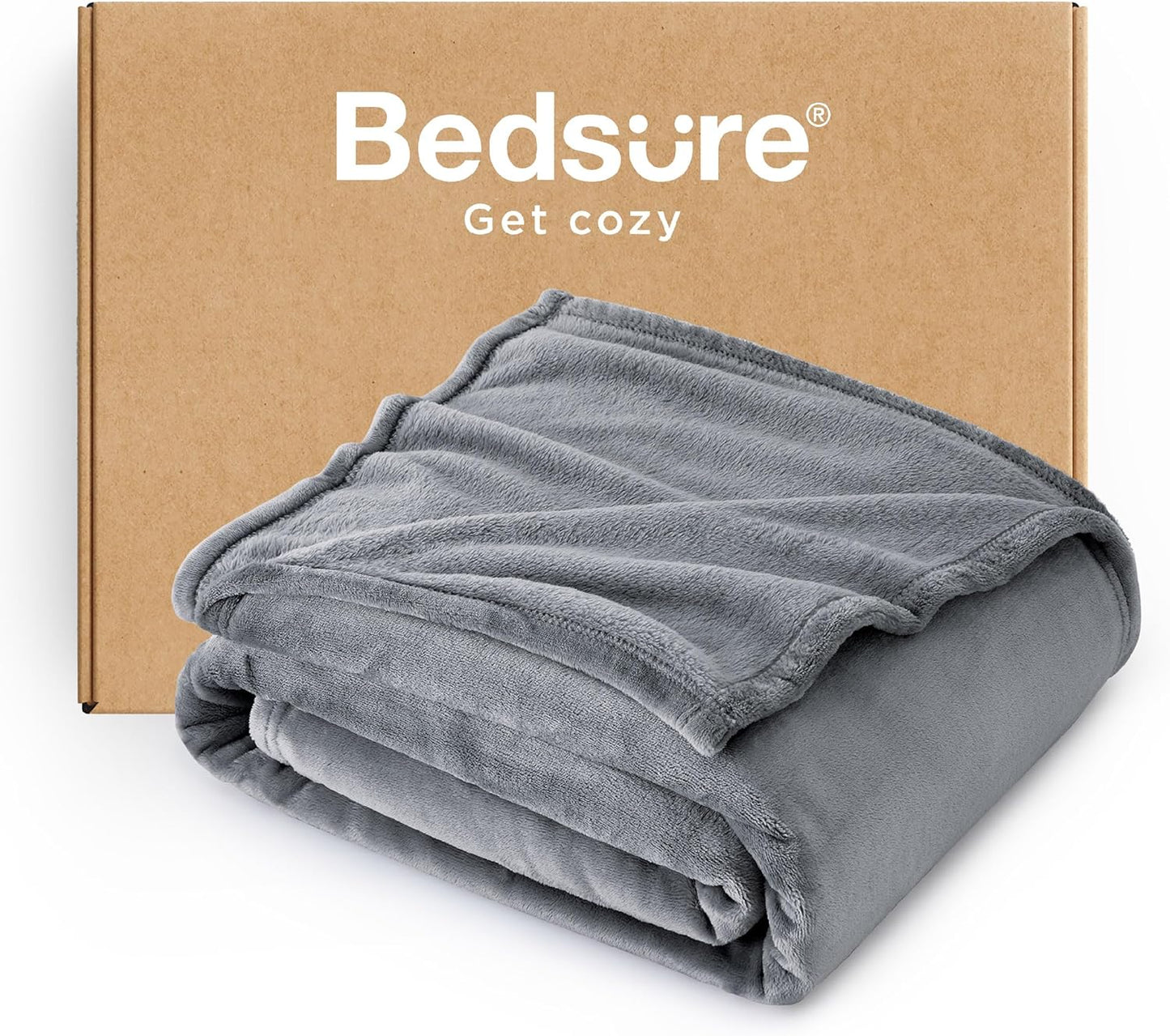 Bedsure Fleece Blanket Twin Size Grey - 300GSM Lightweight Plush Fuzzy Cozy Soft Warm Blanket for Bed, Sofa, Couch, Travel, Camping, 60x80 inches