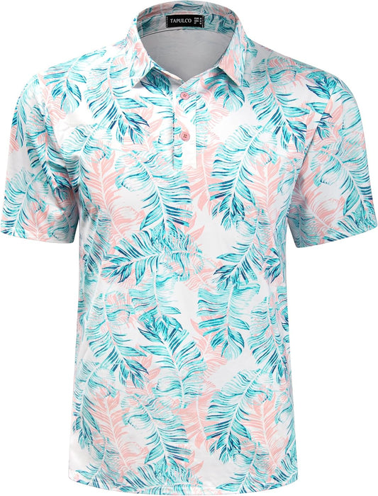 TAPULCO Mens Quick Dry Polo Shirts Camouflage Pattern Performance Athletic Lightweight Breathable Casual Golf Tshirts