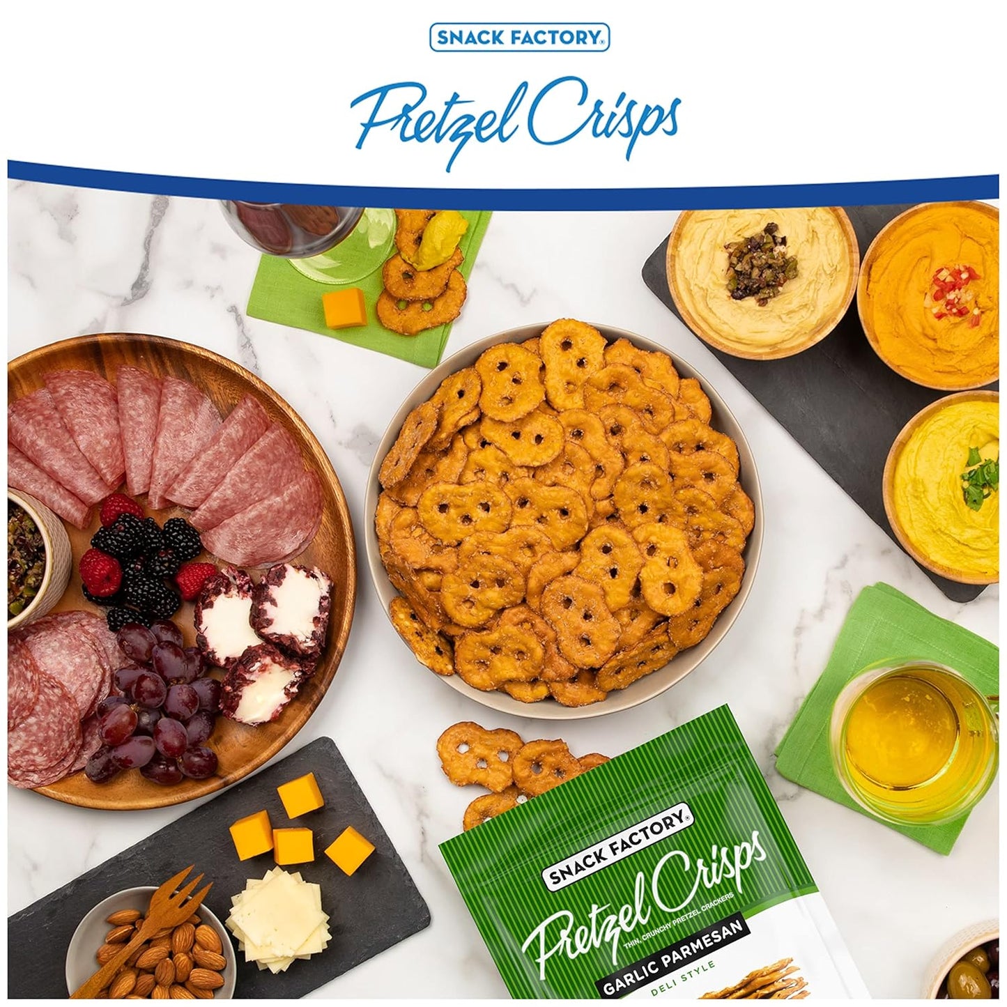 Snack Factory Garlic Parmesan Pretzel Crisps, 7.2 OZ Resealable Bag