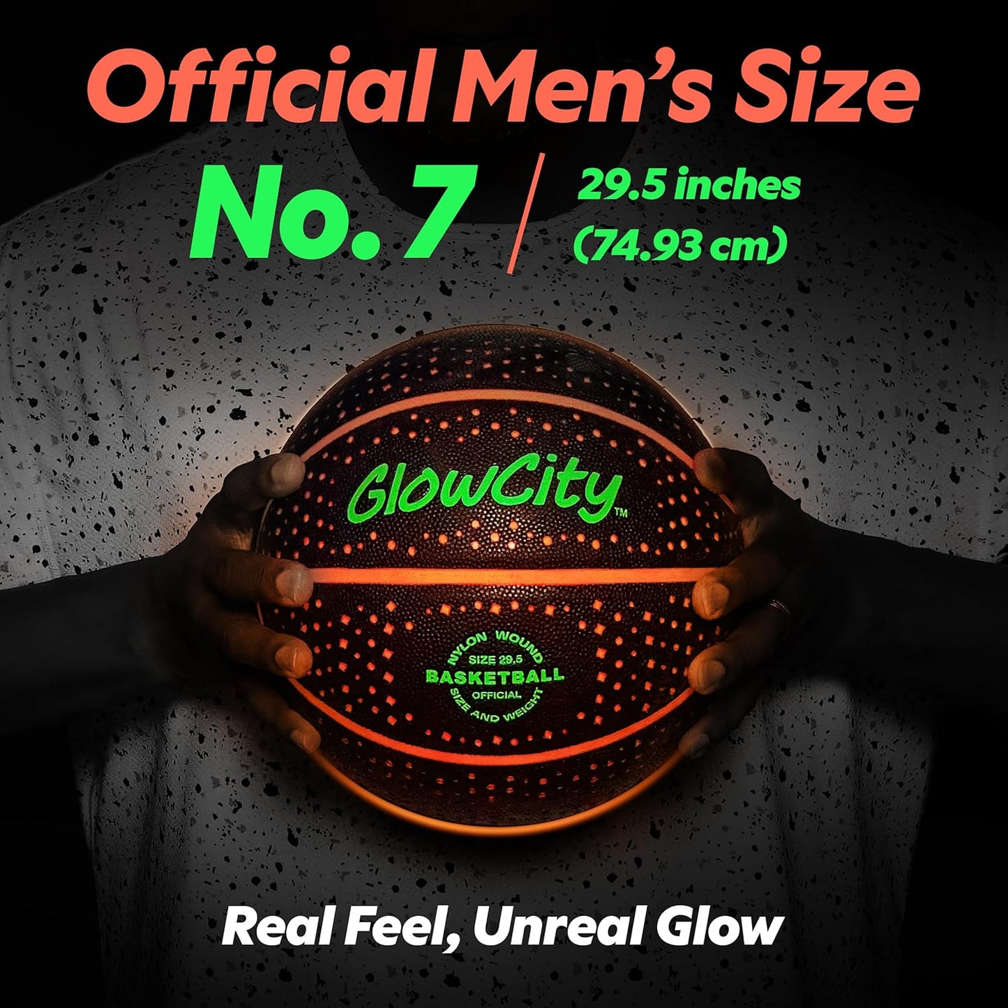 GlowCity Glow in The Dark Basketball for Teen Boy - Glowing Red Basket Ball, Light Up LED Toy for Night Ball Games - Sports Stuff & Gadgets for Kids Age 8 Years Old and Up. Great Gift for Boys & Girls
