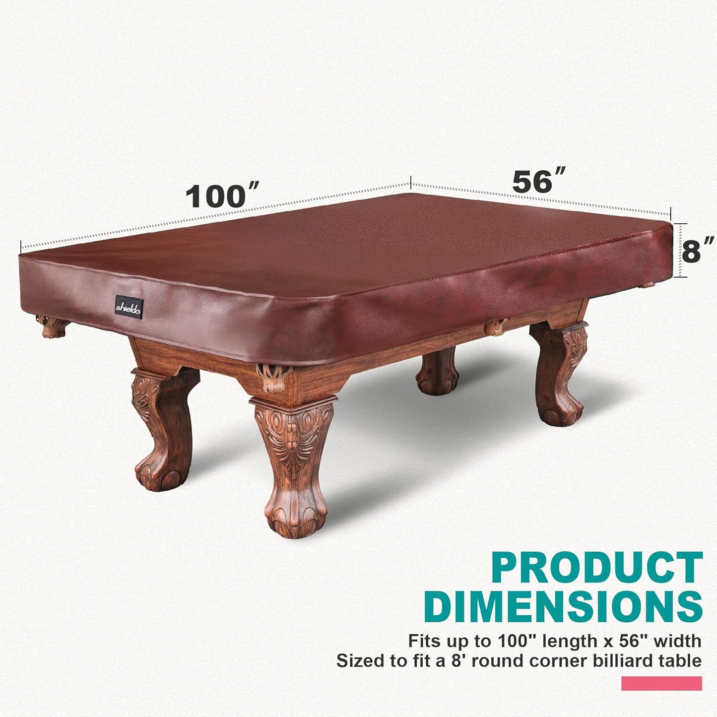 Pool Table Cover,Heavy Duty Leatherette Billiard Pool Table Covers,Waterproof&Tearproof Cover for Pool Table,7/8/9 Foot Fitted(8FT/Brown)